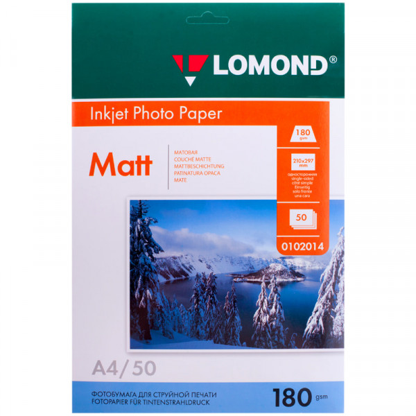 Фотобумага для струйных принтеров А4 Lomond 180гр. 50л. мат.