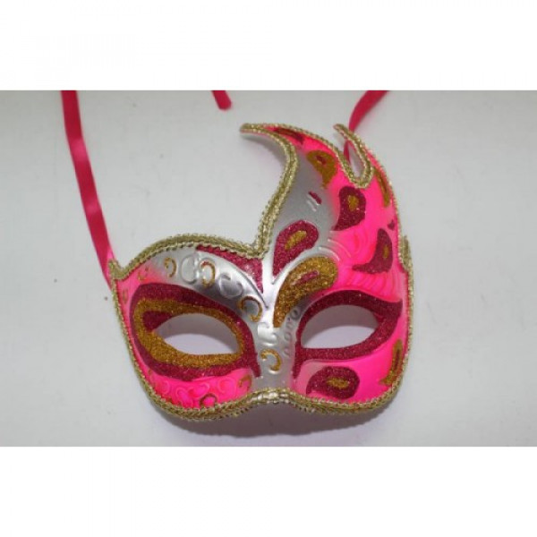 Карнавальная маска Жарптица розовая из пластика