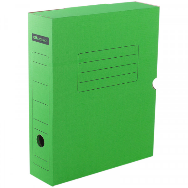 Короб архивный 75мм с клапаномOfficeSpace микрогофрокартон, зеленый.