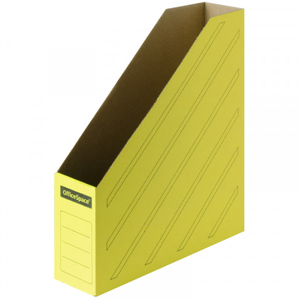 Лоток-накопитель архивный OfficeSpace 75мм желтый, микрогофрокартон.