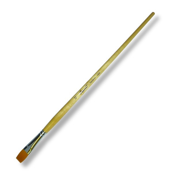 Кисть №12 синтетика плоская, длинная ручка (13мм)