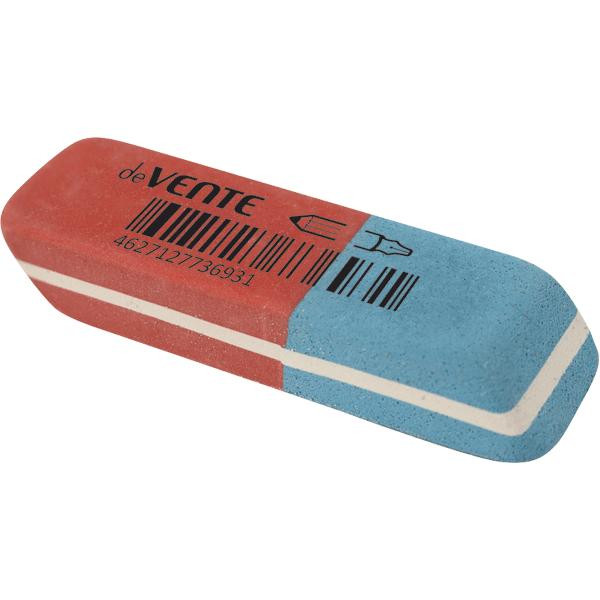 Ластик "deVENTE" синтетический каучук, красно-синий, 42x14x8 мм, индивидуальная маркировка, в картон
