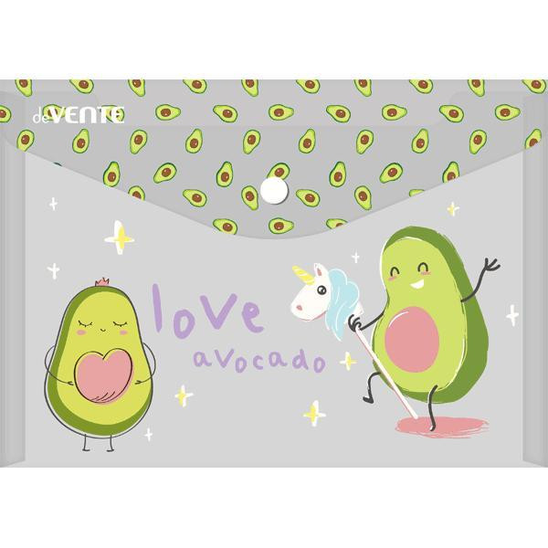 Папка-конверт на кнопке DeVente Avocado A5 мат.полупрозрачная с рисунком