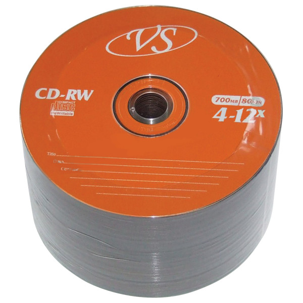 Диски CD-RW VS 700Mb 4-12x Buik 50