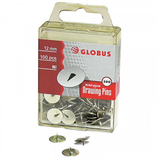 Кнопки канцелярские "Globus" диаметр 12 мм, 100 шт