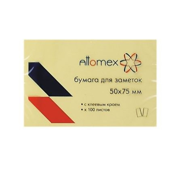 Клейкая бумага для заметок 51*76 "Attomex"100листов желтая