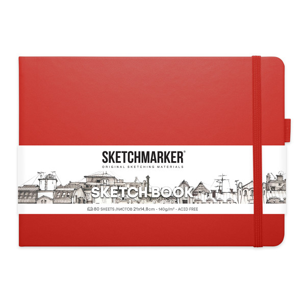 Блокнот для зарисовок 80л. "Sketchmarker. Красный пейзаж" 21*15см