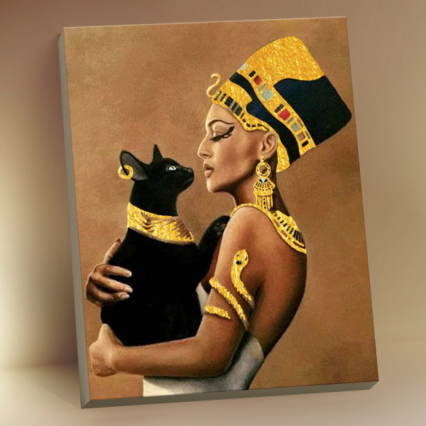Картина  по номерам с поталью Царица Египта 40*50 20цв.