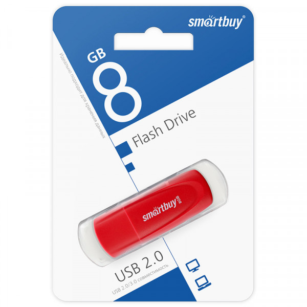 Память Smart Buy "Scout"  8GB, USB 2.0 Flash Drive, красный