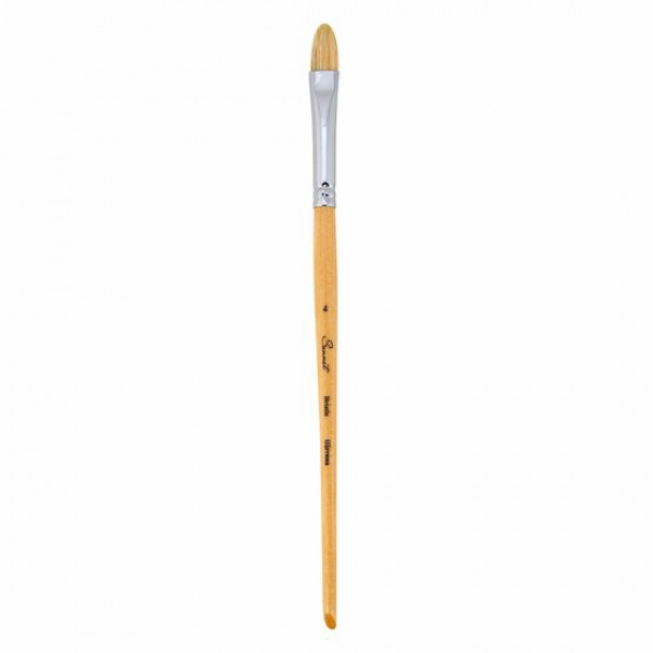 Кисть щетина №4 овальная, ручка короткая, покрытая лаком