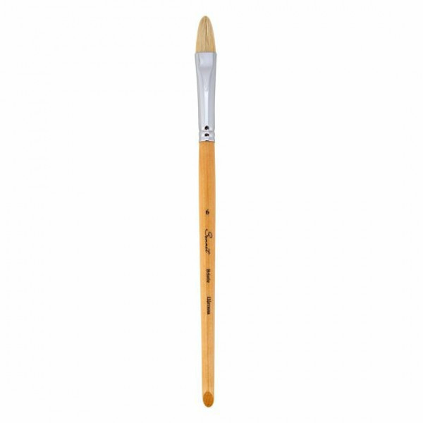 Кисть щетина №6 овальная, ручка короткая, покрытая лаком