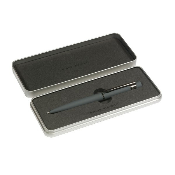 Ручка "VERONA" в мет.футляре 1.0 ММ, СИНЯЯ (корпус серый, футляр серебр)