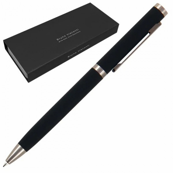Ручка "FIREENZE" в мет.футляре 1,0 ММ, СИНЯЯ (корпус черный, футляр серебр.)