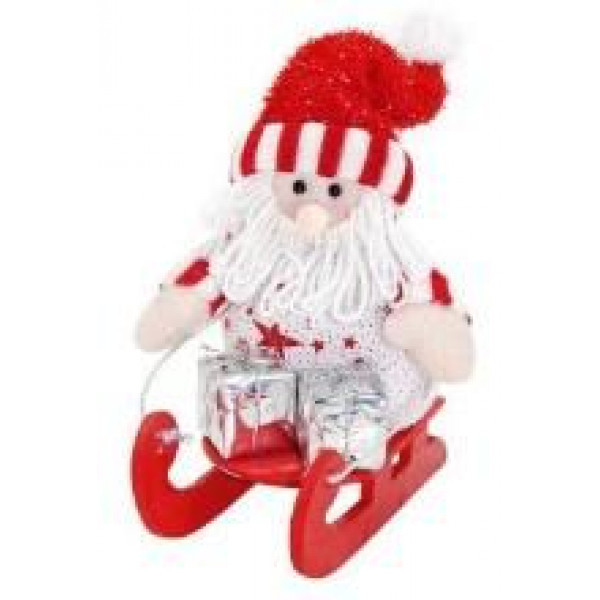 Кукла Дед Мороз на санках 14см.