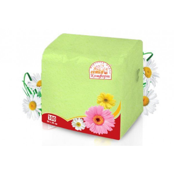 Салфетки  100л. 1сл 24*24 белые в прозрачной упак