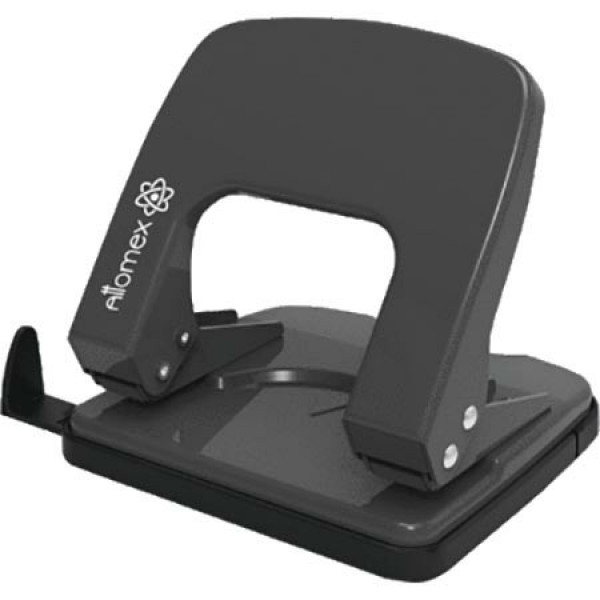 Дырокол "Attomex" 25л. с линейкой черный