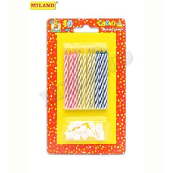 Свеча д/торта 10шт "Волшебные свечи" незадуваемые