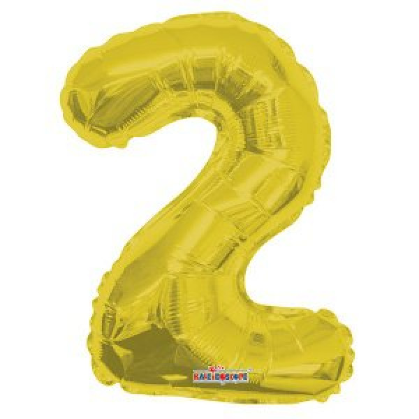 ЗШар 14*35 Фигура Цифра 2 золото (фольга)