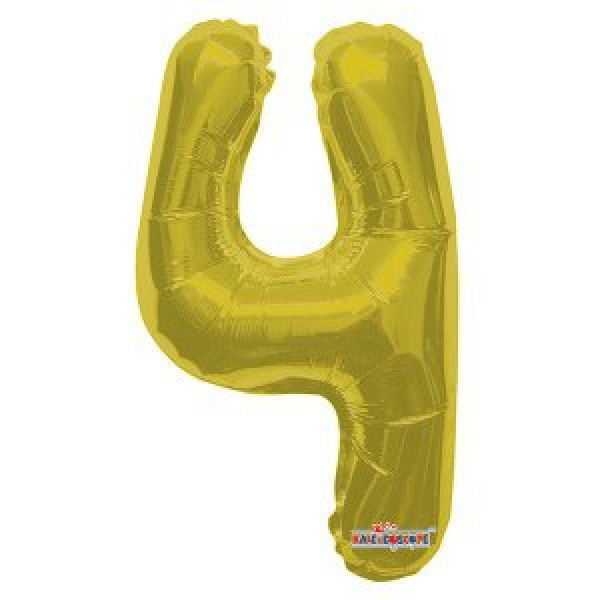 ЗШар 14*35 Фигура Цифра 4 золото (фольга)