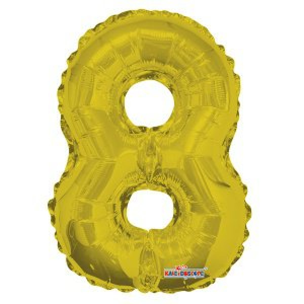 ЗШар 14*35 Фигура Цифра 8 золото (фольга)