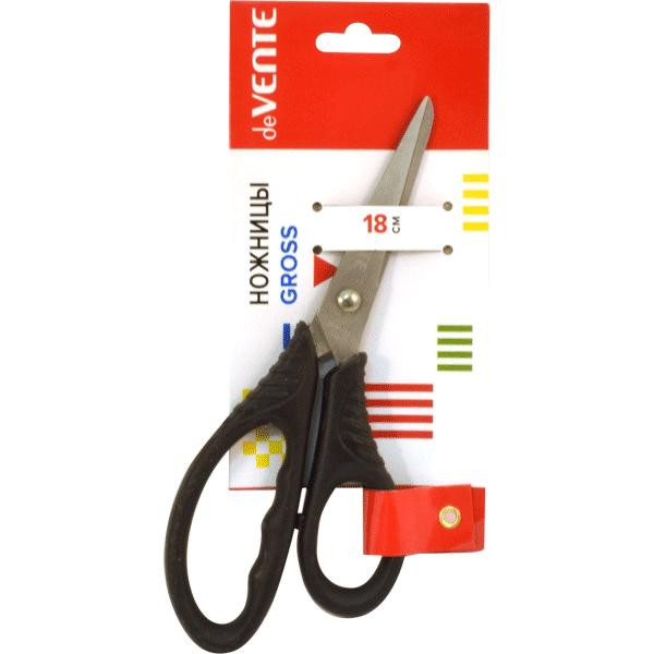 Ножницы канцелярские "deVENTE" 18см, черные, усиленные пластиковые кольца