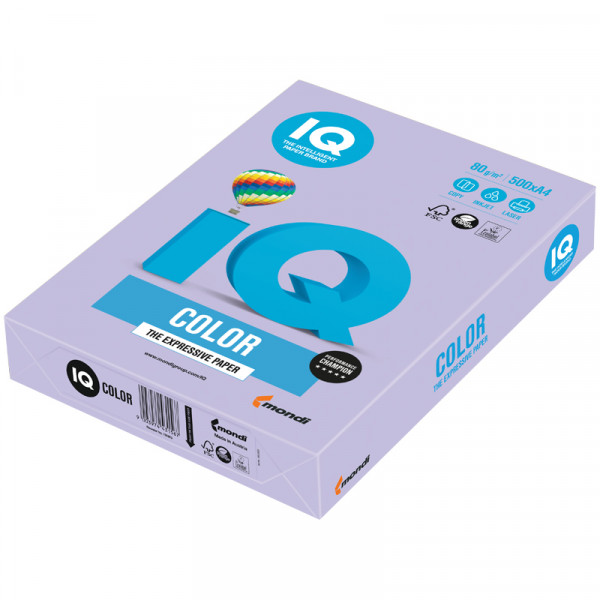 Бумага IQ "Color" 500 л. 80 г/м2 А4 бледно-лиловый