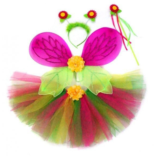 Костюм Страна эльфов роз. крылья 47*35см, юбка 25см, ободок, палочка