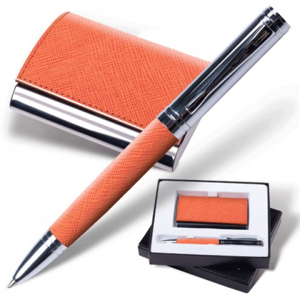 Набор настольный "GALANT" ручка, визитка оранжевый