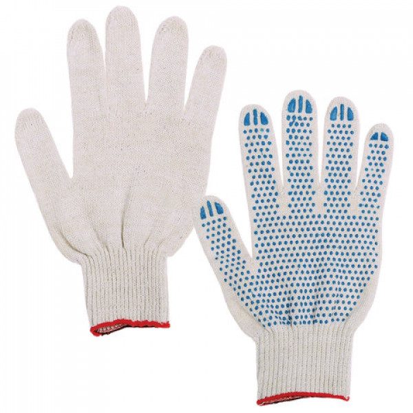 Перчатки х/б 46-48 г с ПВХ точка, белые плотные