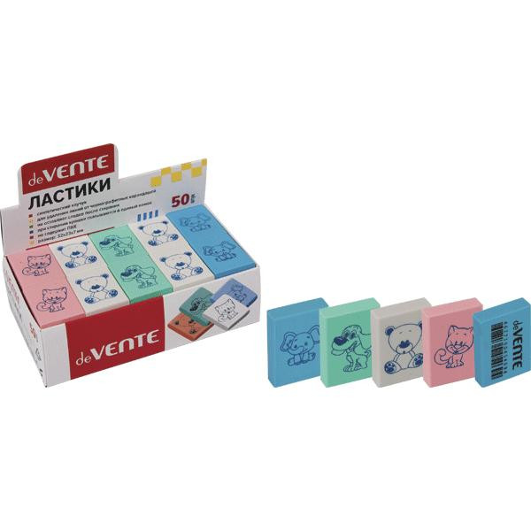 Ластик "deVENTE. Zoo" прямоугольный цветной, 32х23х7 мм,
