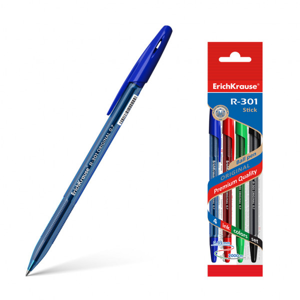 Набор ручек шарик. 4цв. R-301 Original Stick 0.7,