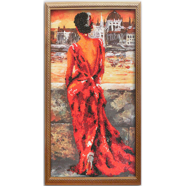 Мозаичная картина "Девушка в вечернем платье" 40*80