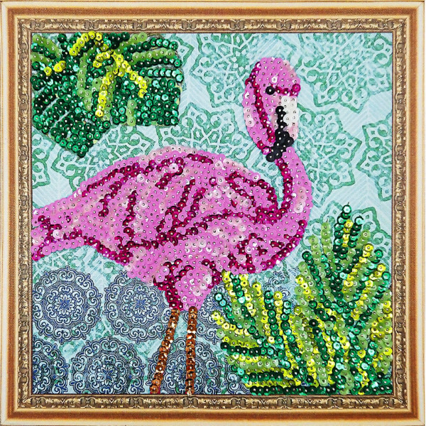 Картина из пайеток "Экзотический фламинго"