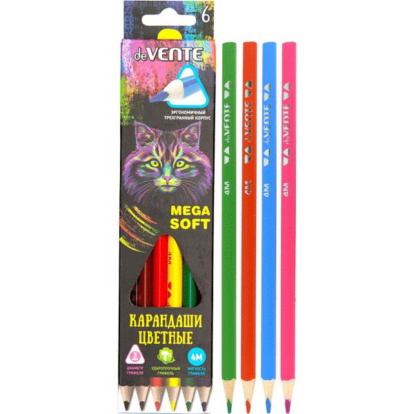 Карандаши 6цв. "deVENTE.Trio Mega Soft" 4М трехгранные, дерево