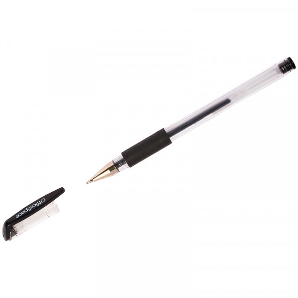 Ручка гелевая OfficeSpace 0,5мм черная, грип