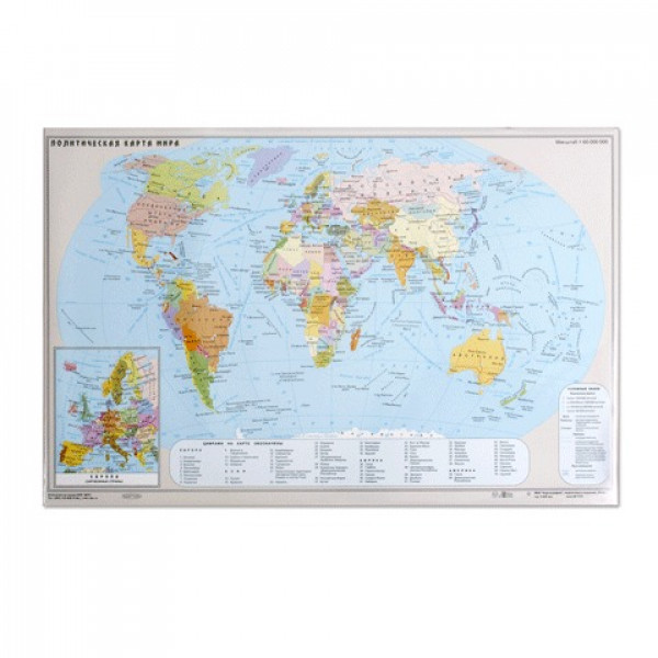 Коврик-подкладка настол. 590*380мм с картой мира