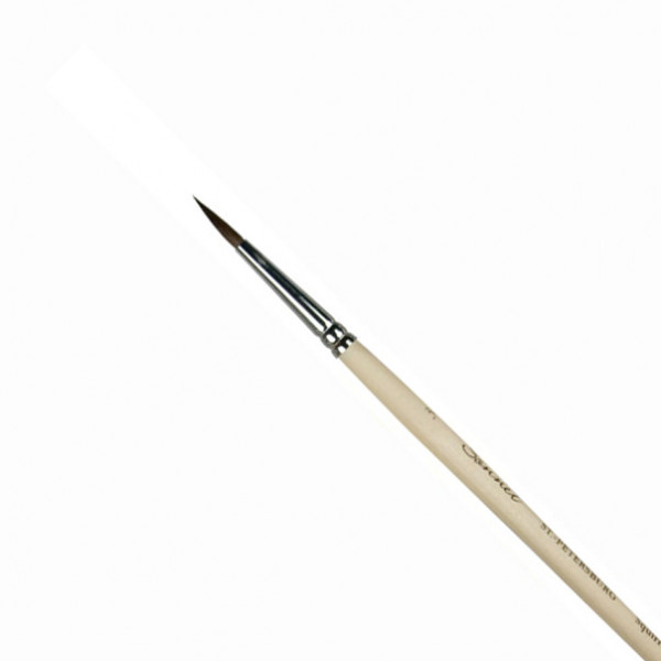 Кисть №3 белка микс круглая, короткая ручка пропитанная лаком (3 мм)