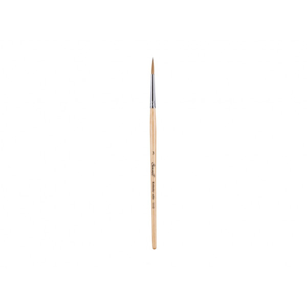 Кисть №3 колонок микс круглая, короткая ручка пропитанная лаком (2,5 мм)