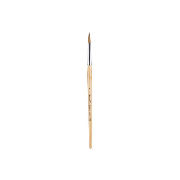 Кисть №4 колонок микс круглая, короткая ручка пропитанная лаком (4 мм)