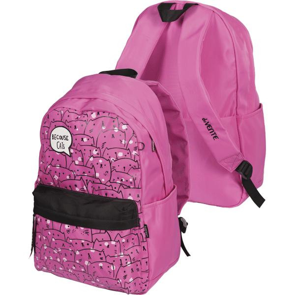 Рюкзак подростковый "deVENTE. Because Cats" 44x31x20 см, текстильный,уплотненная спинка, ярко-розовы