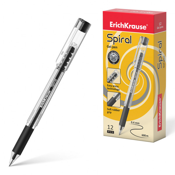 Ручка гелевая. ErichKrause Spiral,  черный.