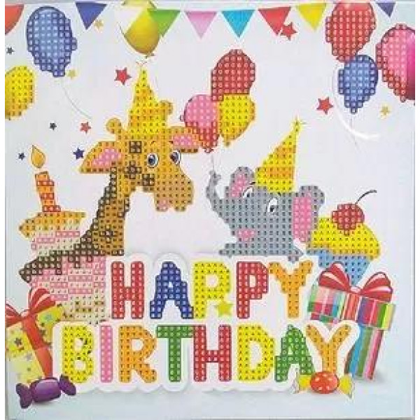 Алмазная мозайка-открытка двойная "HAPPY BIRTHDAY"  13*18