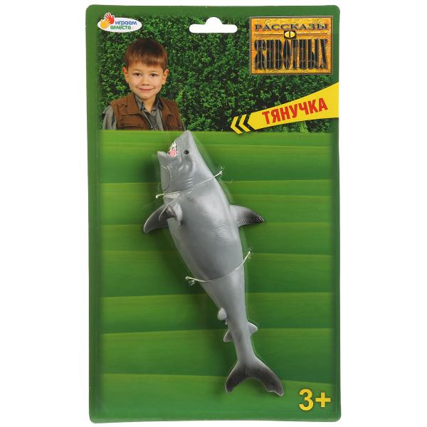 Игрушка пластизоль тянучка(гель)Тигровая акула 19,5 см блистер