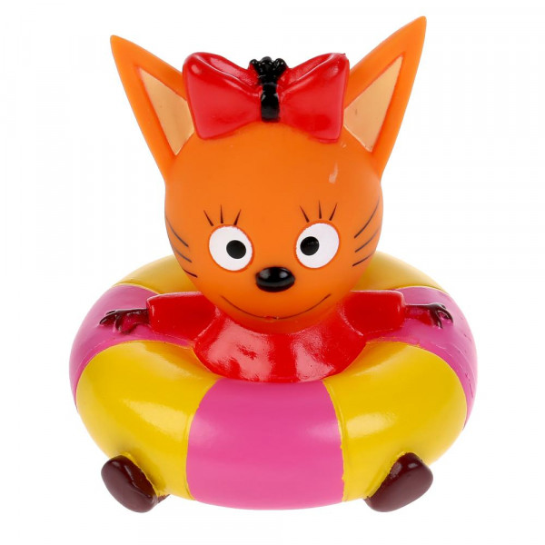 Игрушка пластизоль для купания Три кота карамелька на круге в сетке
