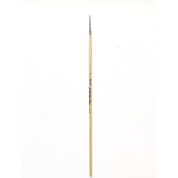 Кисть колонок №1 (1,5 мм )микс круглая , длинная ручка пропитан.лаком