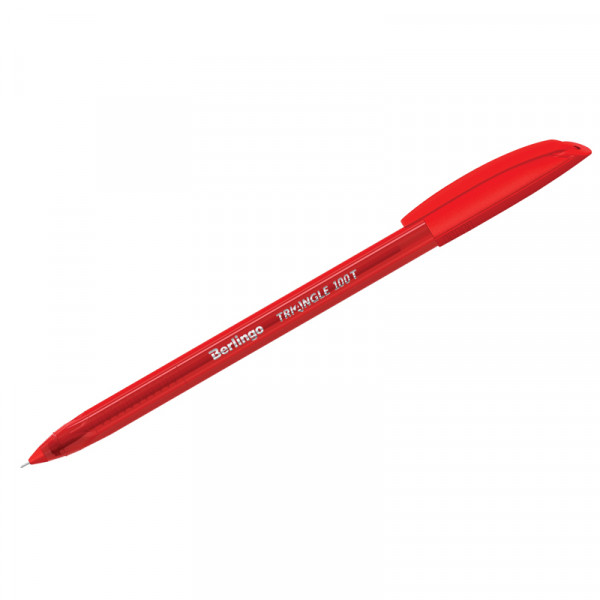 Ручка шариковая Berlingo "Triangle" красная 0,7мм, игольчатый стержень