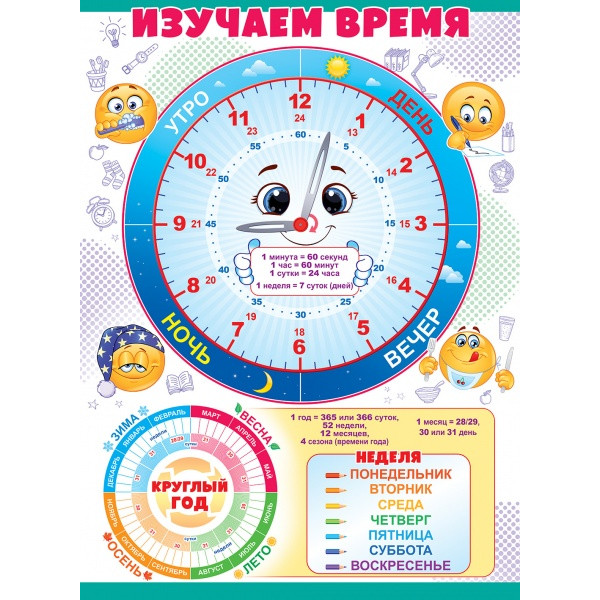 Плакат "Часы,дни недели"