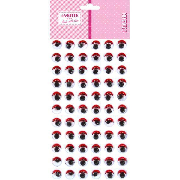 Глазки декоративные deVente круглые,пластиковые.с ресницами. красный