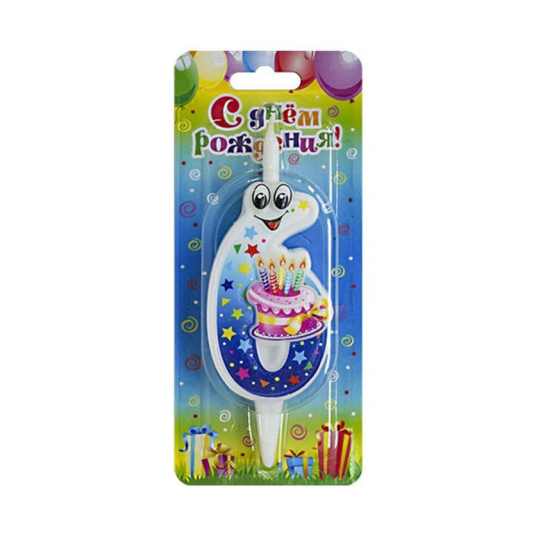 Свеча-цифра 6 С глазками