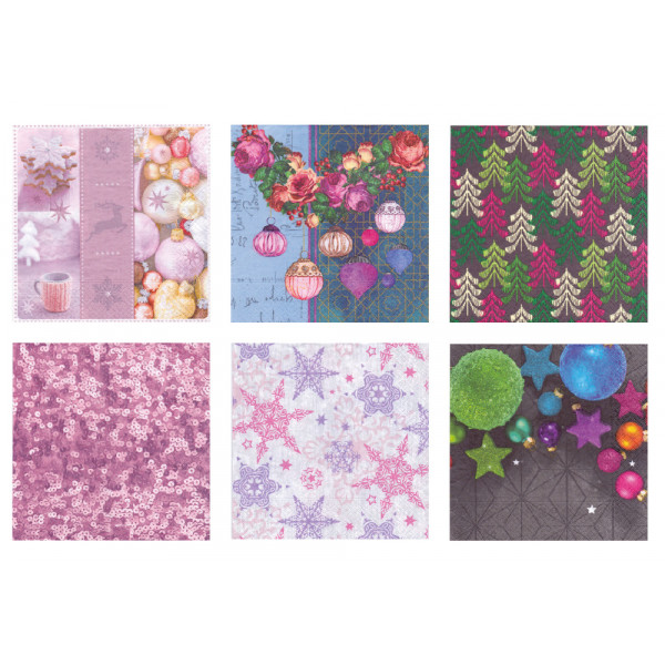 Салфетки бумажные 33*33 Блестящий праздник 6шт